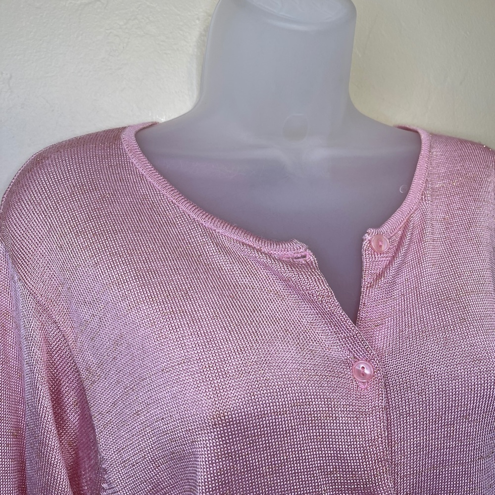 Limited | Y2K Barbie Jewel Tone Metallic Threading Long Sleeve Sweater Cardi - Picture 5 of 9